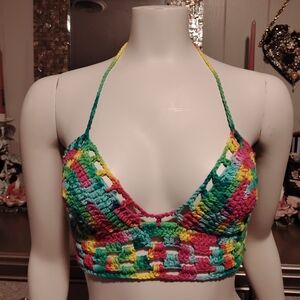 Colorful Crochet Halter Top
